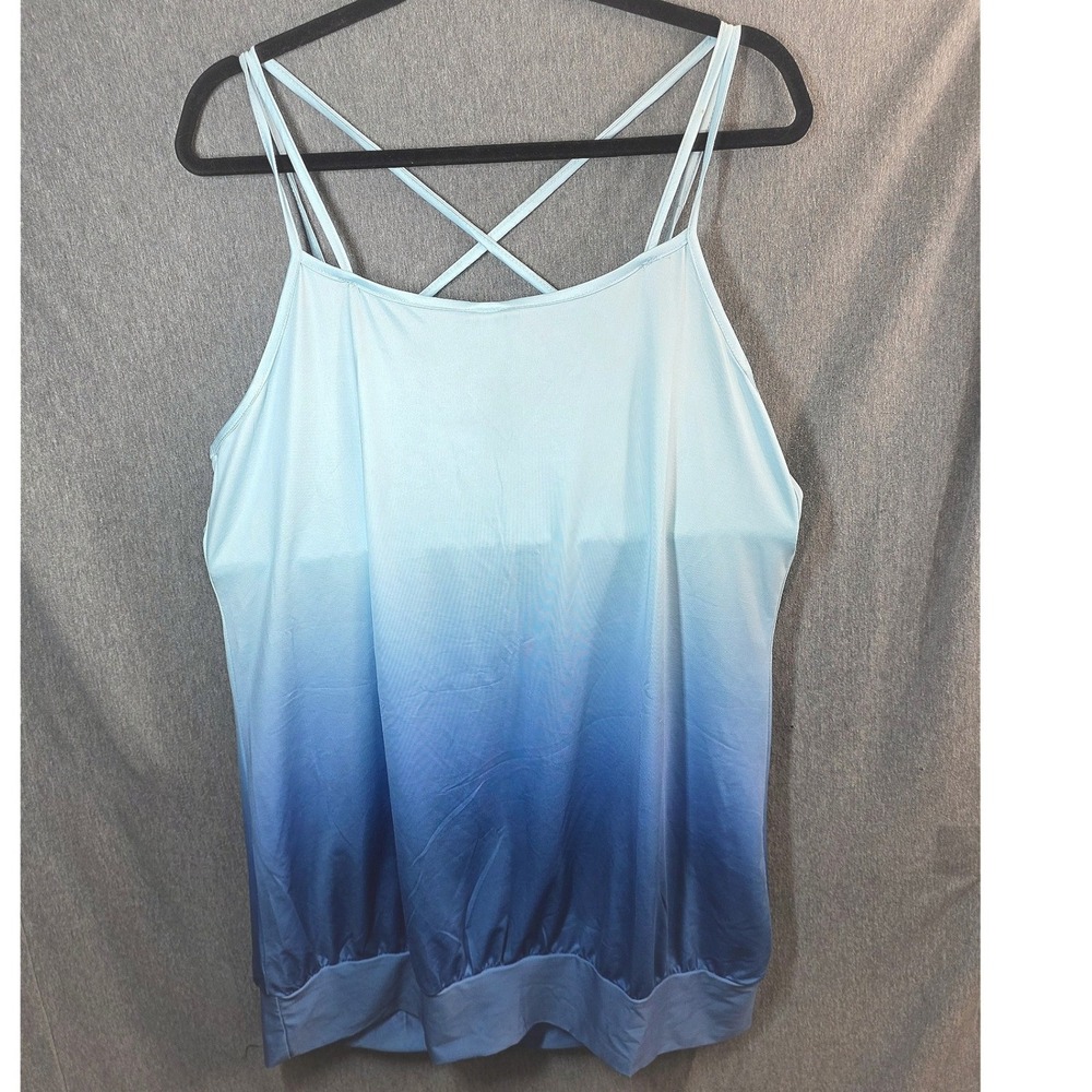 New Tags Rosegal Ombre Cami Camisole Plus Size 1X Blue Criss Cross Back Tank Top